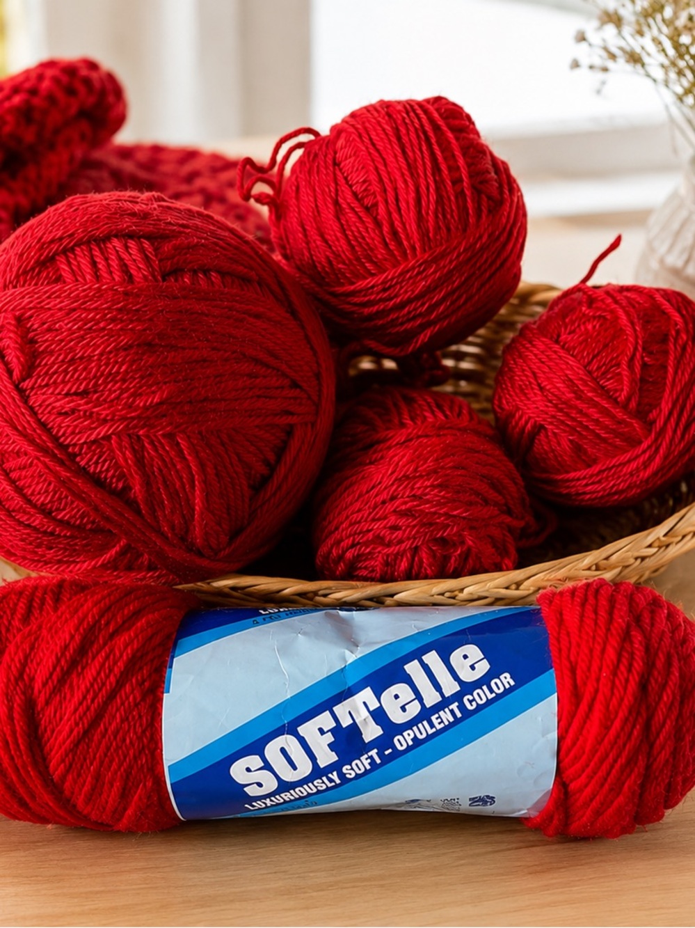 Carrousel SOFTelle Scarlet Red Yarn Destash Lot Same Dye Lot Vintage Worsted